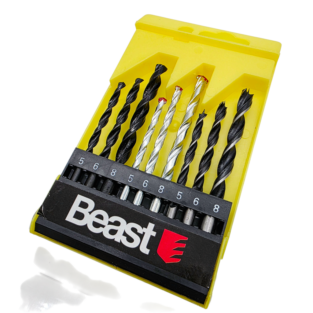 Borrsats | 9st | Trä, betong, metall