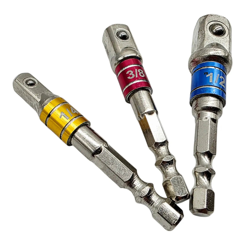 Hylsadapterset | 1/2" 3/8" 1/4" Sexkantsskaft | 3 delar